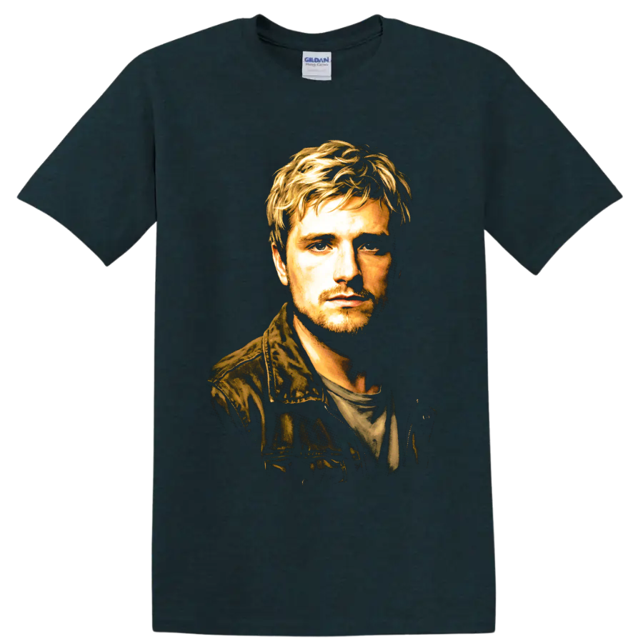 Peeta Mellark painterly cinematic portrait on a Midnight (Green) T Shirt