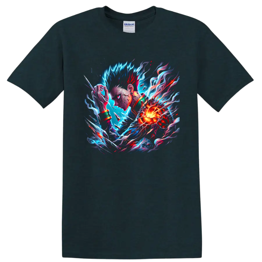 Lord Boros-inspired anime warrior with glowing energy core and cosmic battle effects on a Midnight (Green) T Shirt