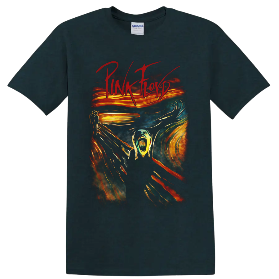 Pink Floyd The Wall-inspired screaming figure in surreal psychedelic rock art on a Midnight (Green) T Shirt