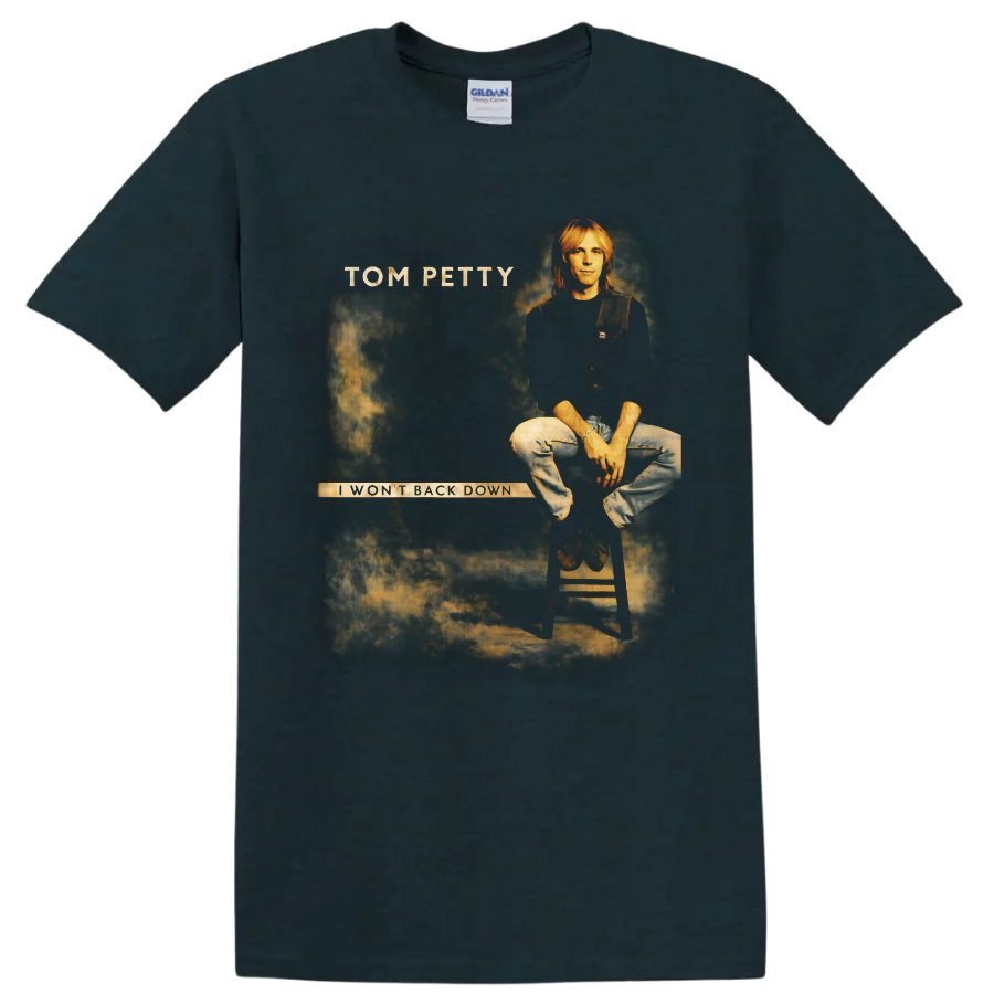 Tom Petty I Won't Back Down vintage rock poster portrait graphic on a Midnight (Green) T Shirt