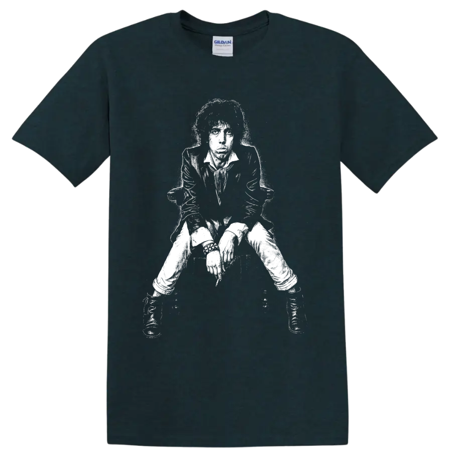 High-contrast Mick Jagger portrait graphic inspired by The Rolling Stones on a Midnight (Green) T Shirt