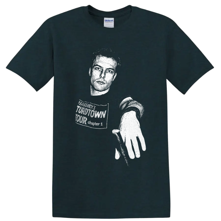 Jello Biafra punk rock singer silhouette holding a microphone in stark monochrome style on a Midnight (Green) T Shirt