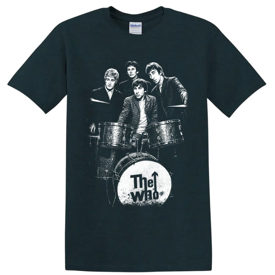 High-contrast portrait collage of The Who band members on a Midnight (Green) T Shirt