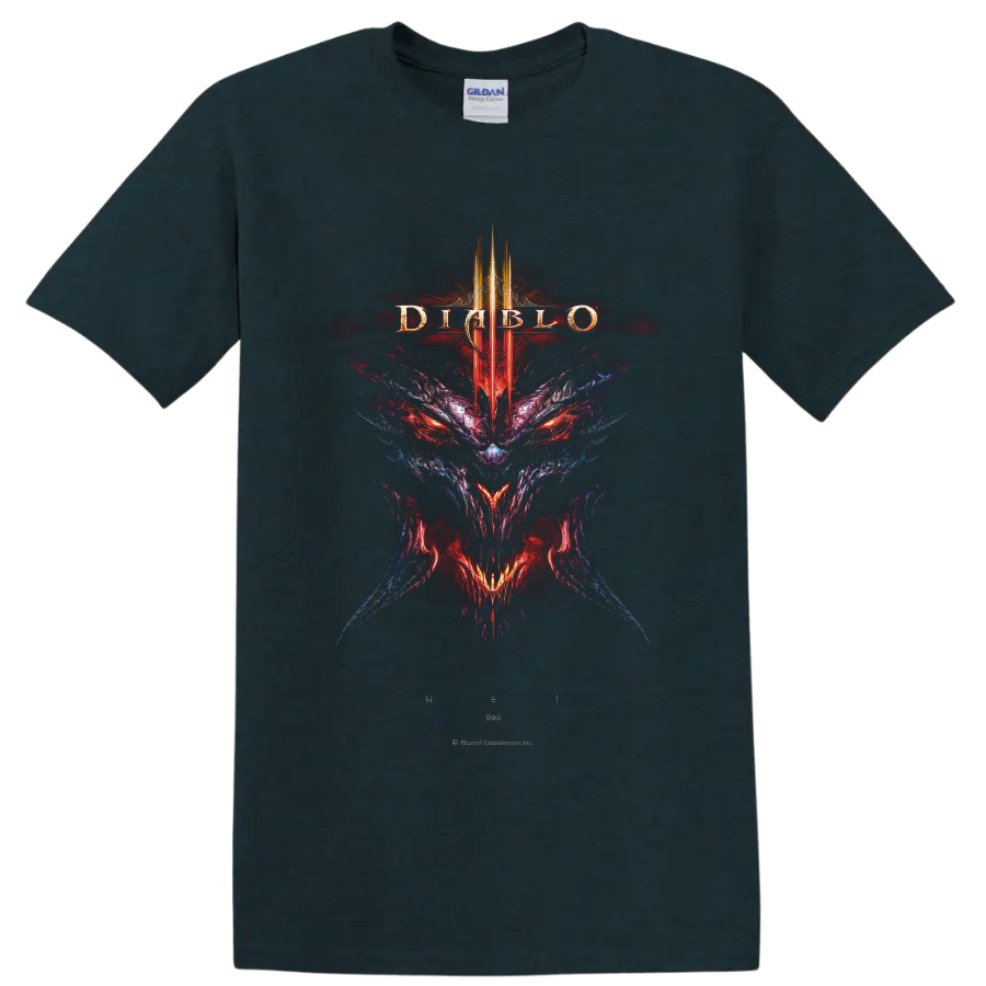 Diablo IV demon skull with red eyes, Roman numeral IV crest, and gothic fantasy art on a Midnight (Green) T Shirt