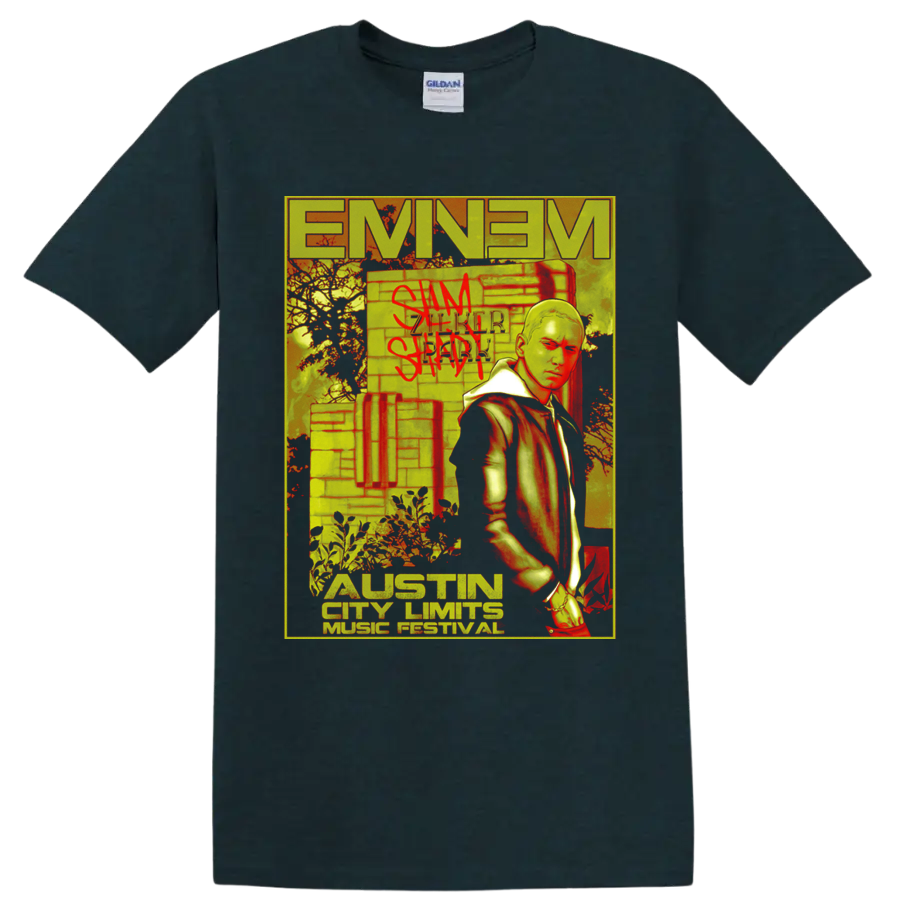 Eminem Austin City Limits Music Festival graffiti-style portrait graphic on a Midnight (Green) T Shirt