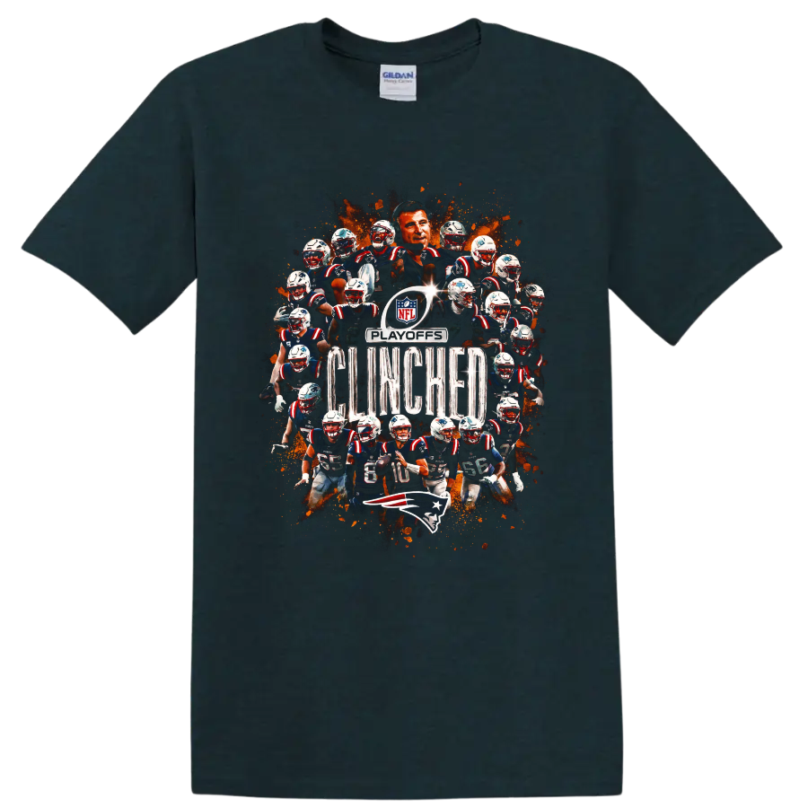 Bill Belichick and New England Patriots playoffs clinched football collage on a Midnight (Green) T Shirt
