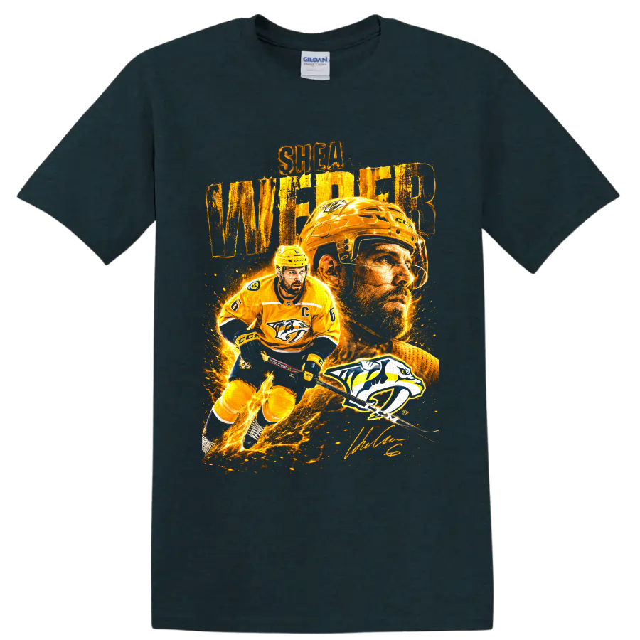 Shea Weber Nashville Predators hockey collage with player portrait, action pose, and team on a Midnight (Green) T Shirt