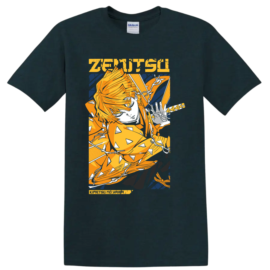Zenitsu Agatsuma lightning-inspired anime action graphic on a Midnight (Green) T Shirt