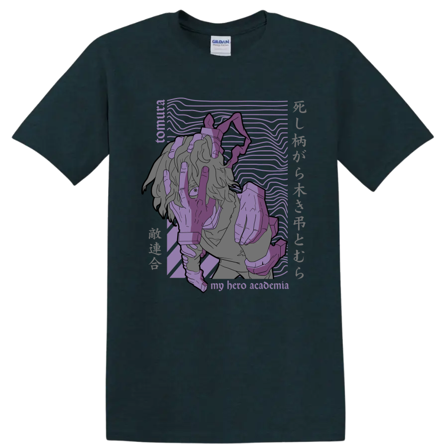 Tomura Shigaraki purple manga-style portrait with signature hand imagery on a Midnight (Green) T Shirt