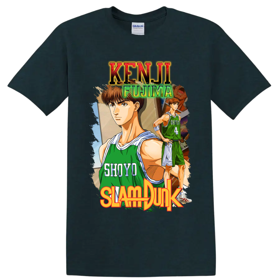 Kenji Fujima Slam Dunk manga basketball graphic with Shoyo jersey number 4 on a Midnight (Green) T Shirt