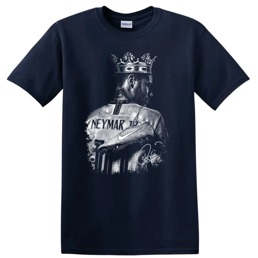 Retro Neymar soccer legend portrait graphic T - Navy (Blue)