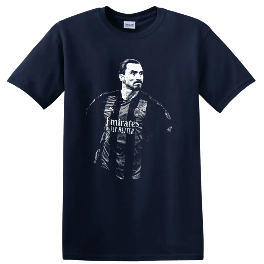 Retro soccer portrait of Zlatan Ibrahimović legend style T - Navy (Blue)