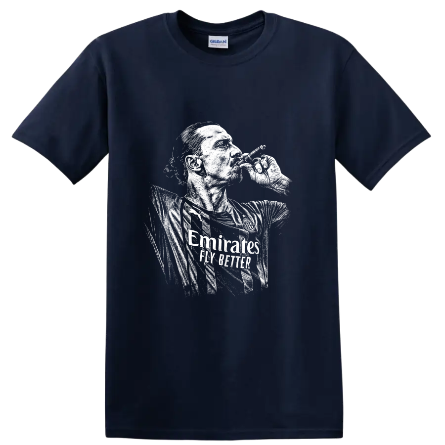 Retro soccer portrait of Zlatan Ibrahimović style graphic T - Navy (Blue)