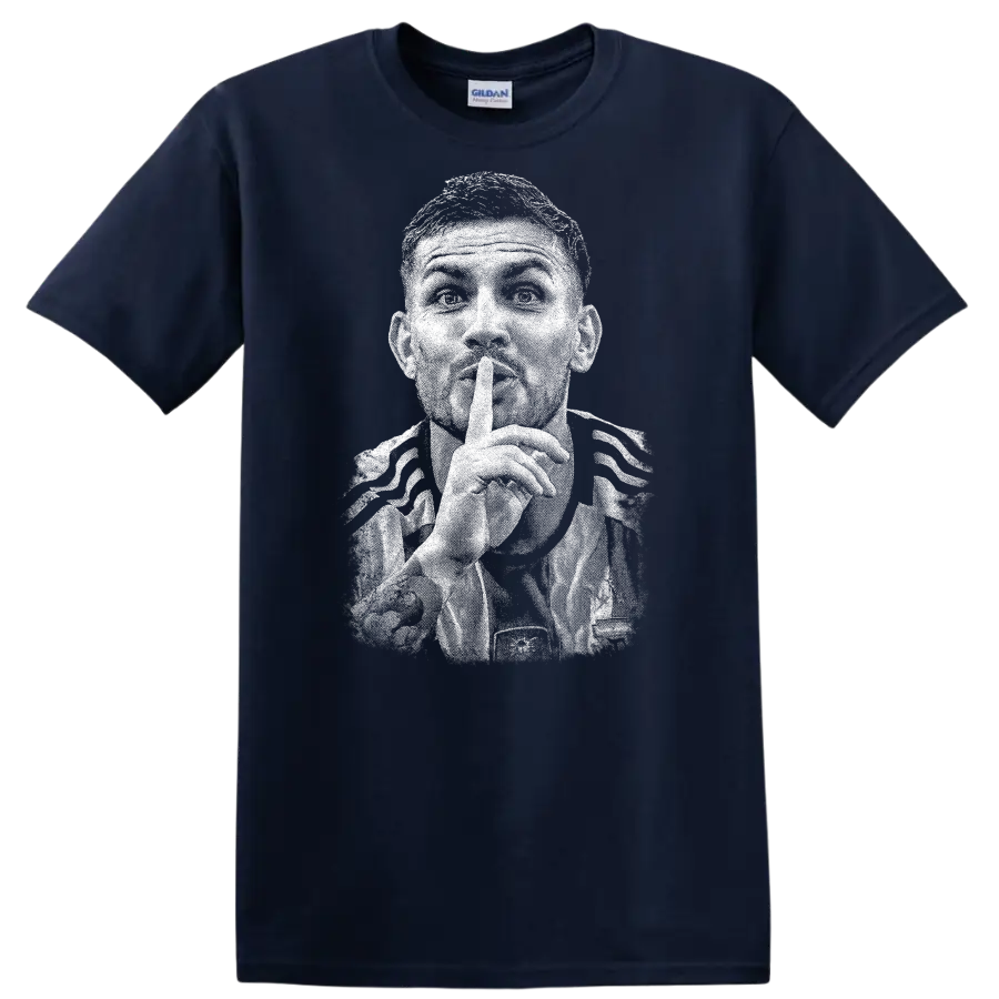 Retro soccer player portrait of Leandro Paredes on T - Navy (Blue)