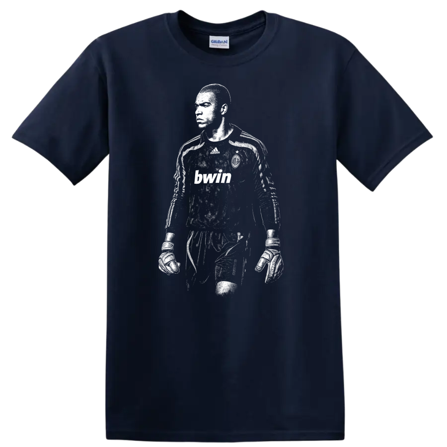 Black and white retro soccer portrait of Nelson de Jesus Silva T - Navy (Blue)
