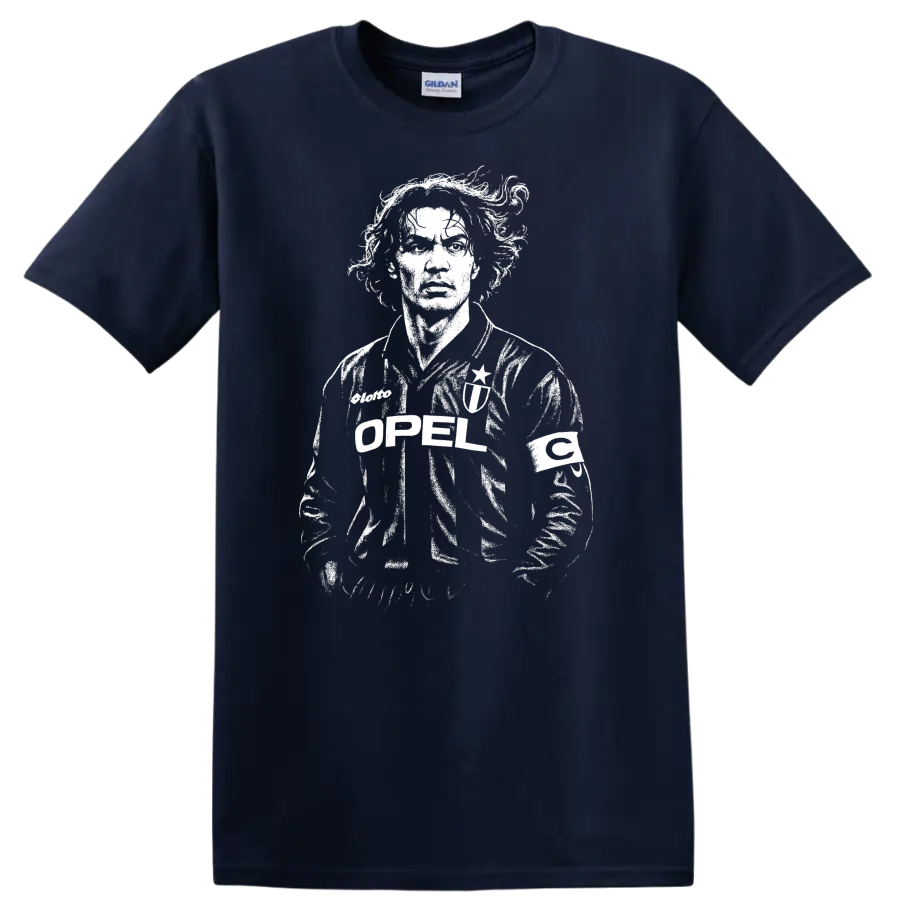 Retro soccer player portrait in vintage legend style T - Navy (Blue)