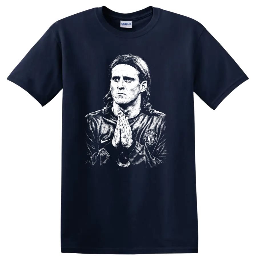 Retro soccer portrait graphic of Diego Forlán legend style on T - Navy (Blue)
