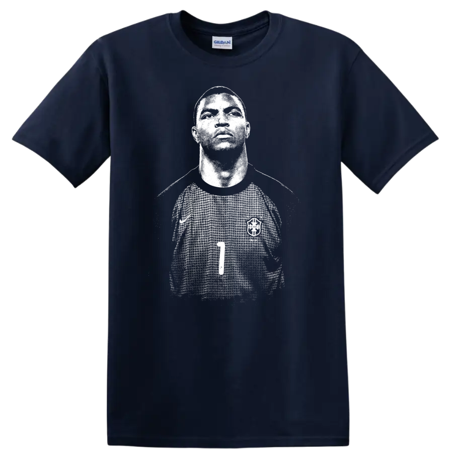 Retro soccer portrait style graphic of Nelson de Jesus Silva - Navy (Blue)