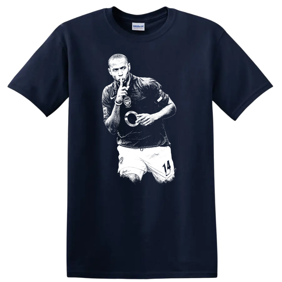 Retro soccer legend portrait style Thierry Henry T Shirt - Navy (Blue)