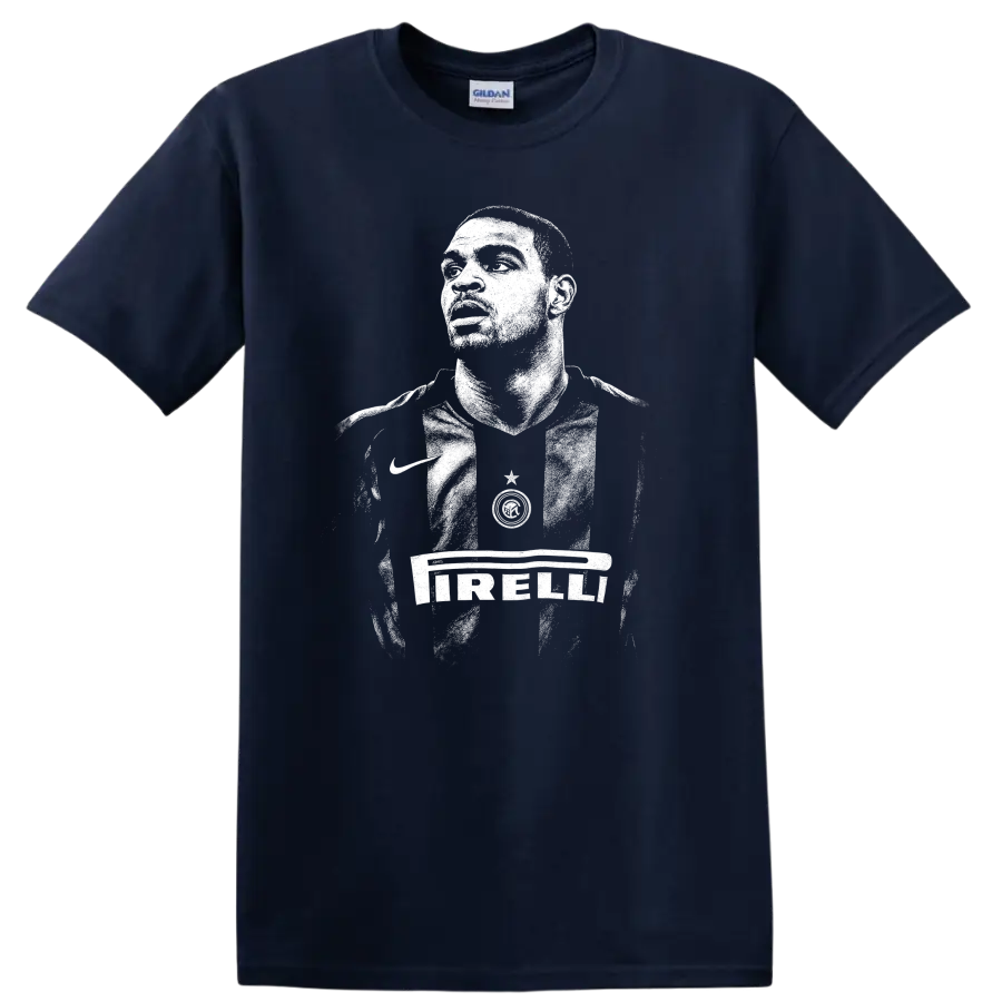 Retro black and white soccer portrait style Adriano Leite Ribeiro T - Navy (Blue)
