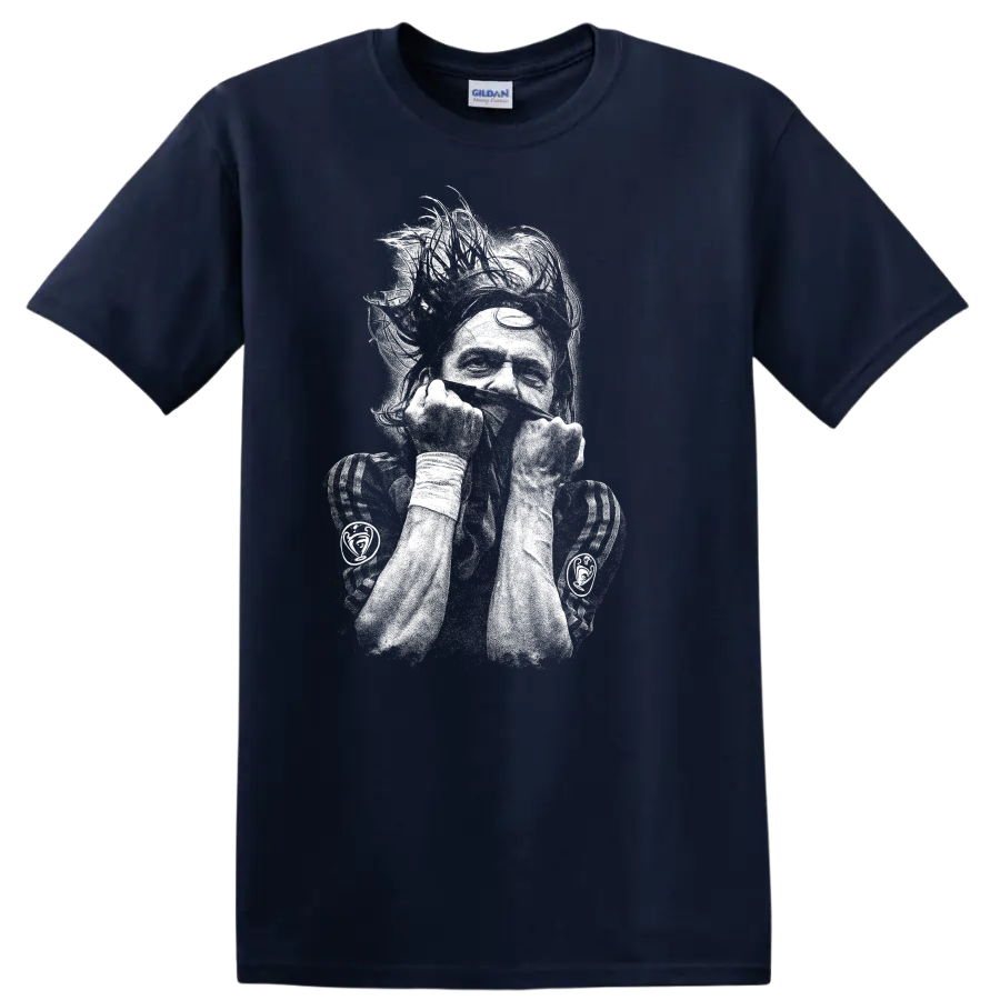 Retro soccer portrait of Zlatan Ibrahimović style T Shirt - Navy (Blue)