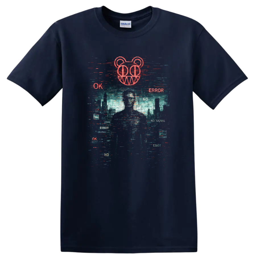 Vintage Classic Rock Album Cover Art T Shirt inspired by Radiohead on a Navy (Blue) T Shirt