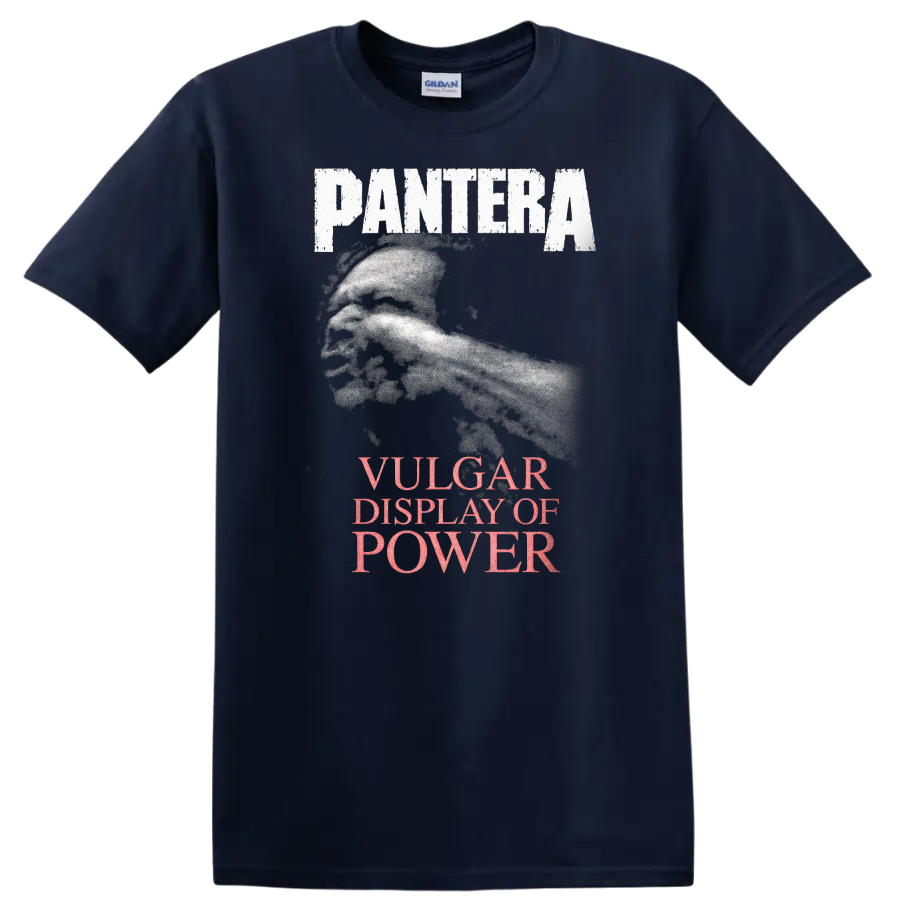 Pantera Vulgar Display of Power Heavy Metal Album Cover T Shirt - Navy (Blue)