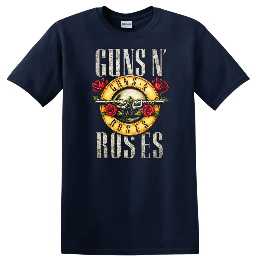 Guns N' Roses Retro Rock Album Cover Legend T Shirt - Navy (Blue)