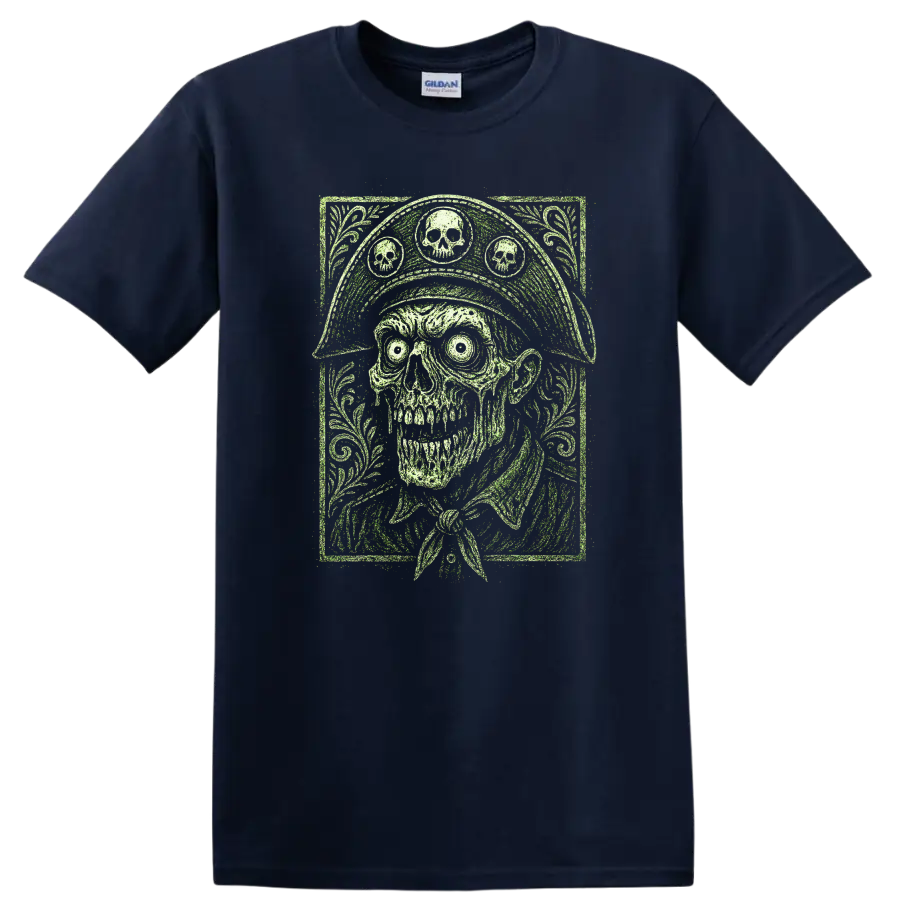 Retro Skull Heavy Metal Legend Graphic T Shirt for Rock Fans - Navy (Blue)