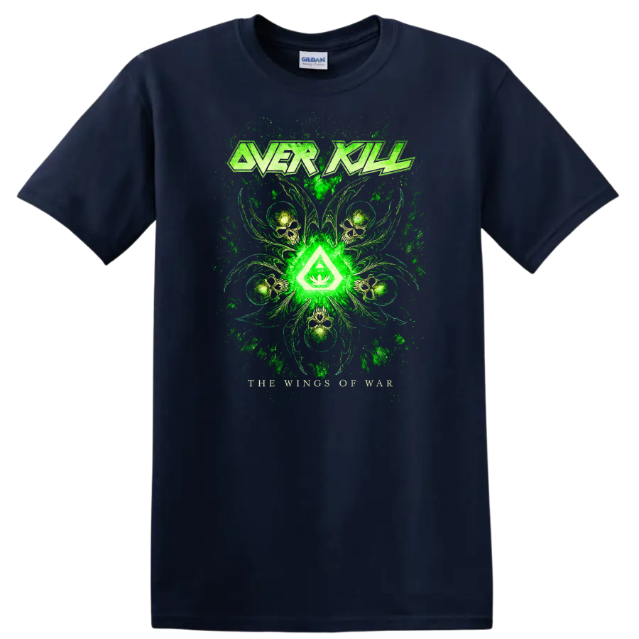 Overkill Green Heavy Metal Album Cover Style T Shirt - Navy (Blue)
