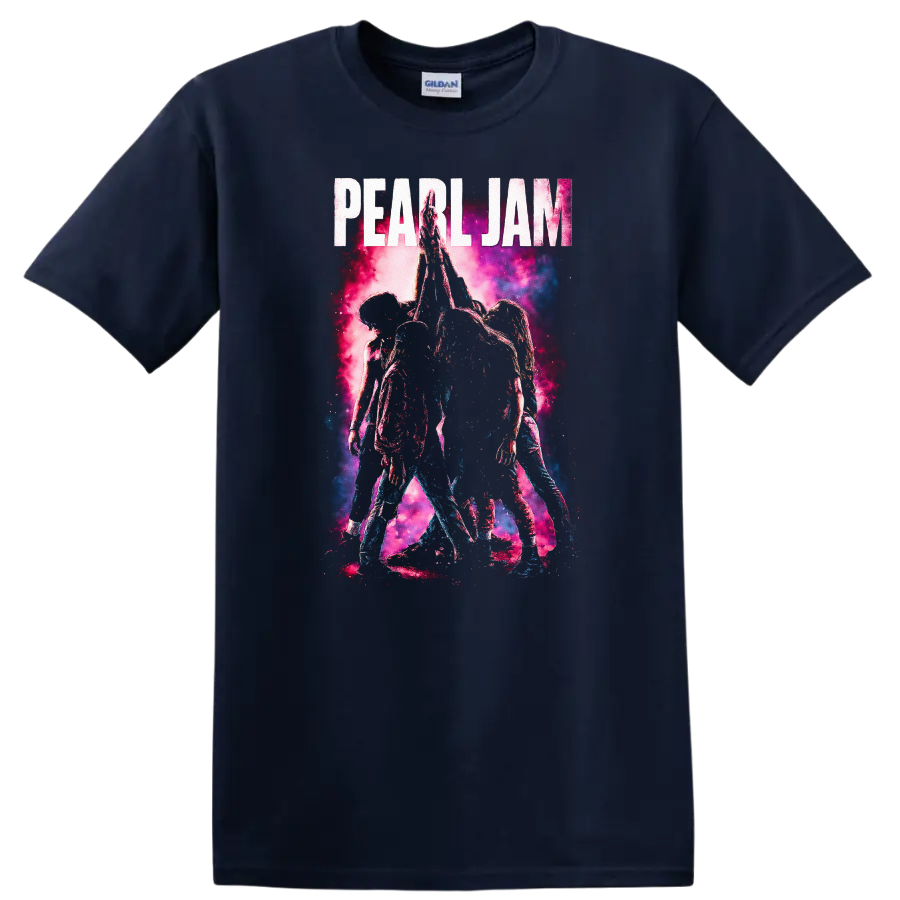 Pearl Jam Retro Rock Heavy Metal Album Style T Shirt - Navy (Blue)