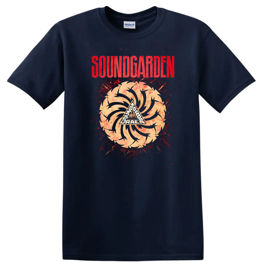 SOUNDGARDEN Retro Heavy Metal Album Cover Legend Style T Shirt - Navy (Blue)