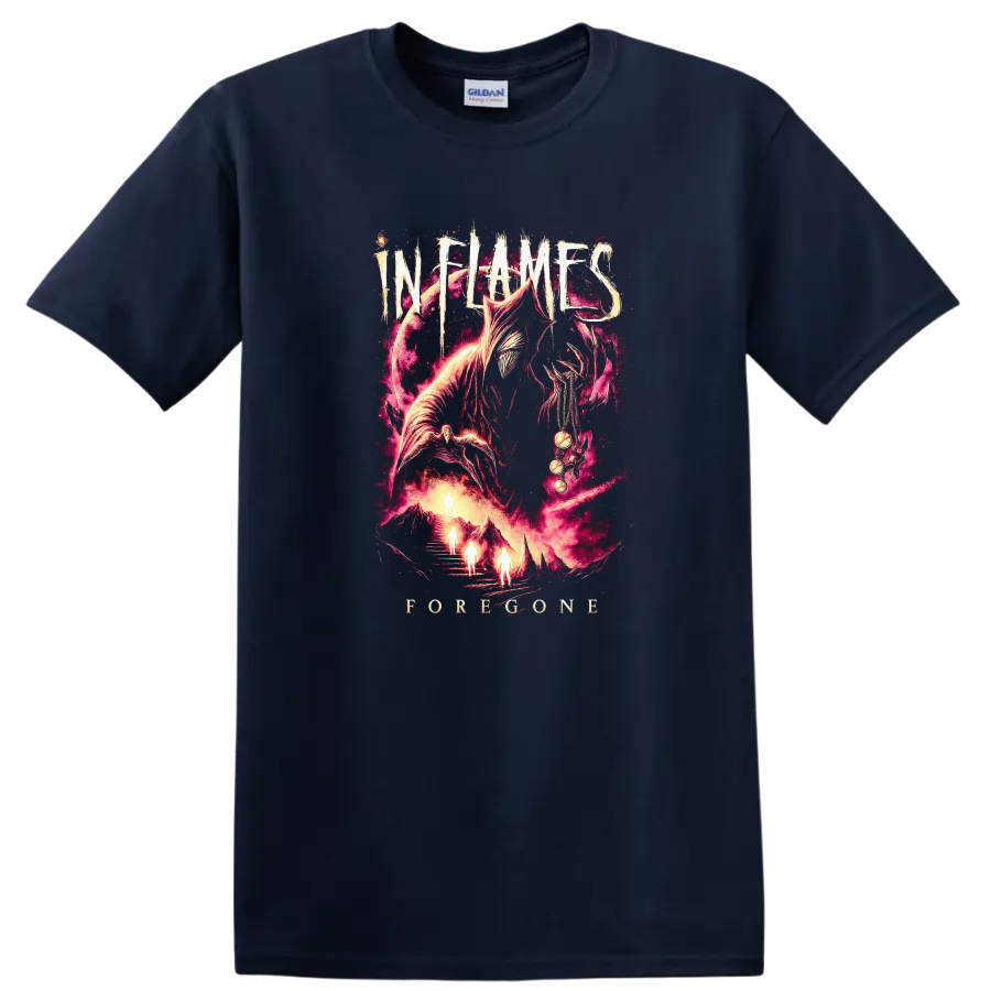 INFAMOUS Forever Retro Heavy Metal Album Art T Shirt - Navy (Blue)