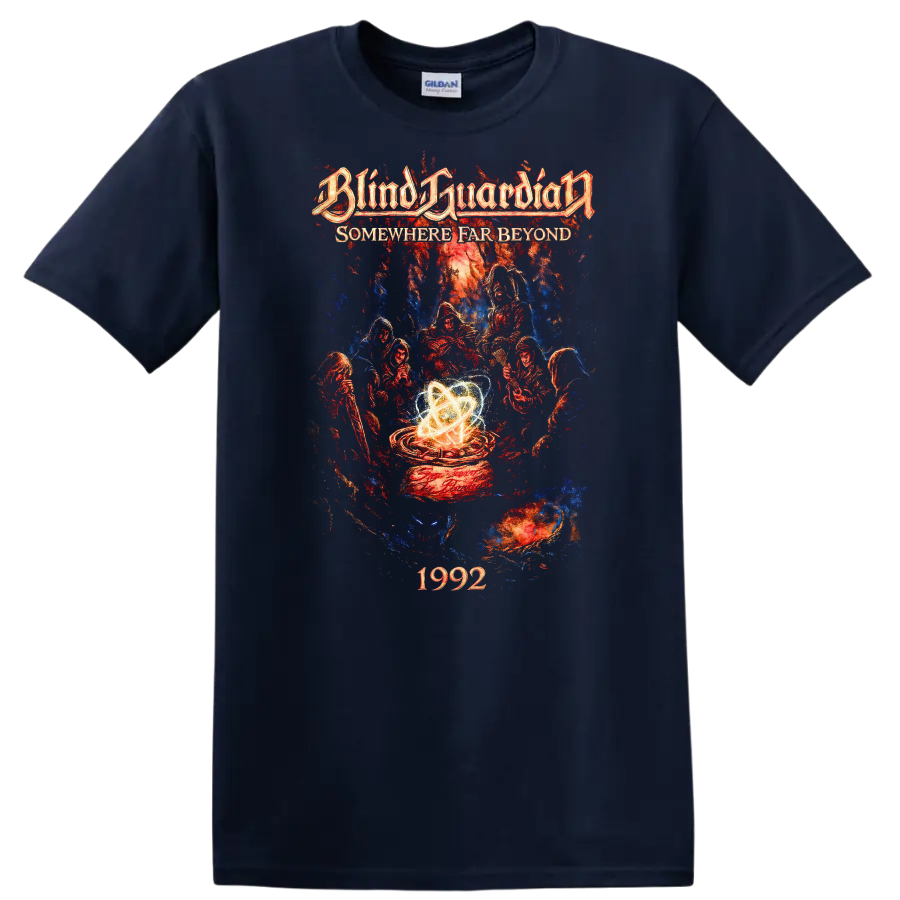 Blind Guardian Somewhere Far Beyond Retro Heavy Metal T Shirt 1992 Album Art - Navy (Blue)