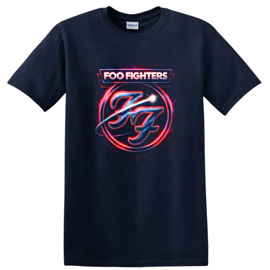 Foo Fighters Retro Heavy Metal Album Cover Style T Shirt - Navy (Blue)
