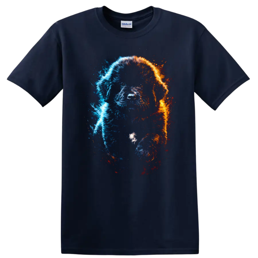 Color Splash Puppy Portrait T Shirt for Dog Lovers and Pet Owners on a Navy (Blue) T Shirt