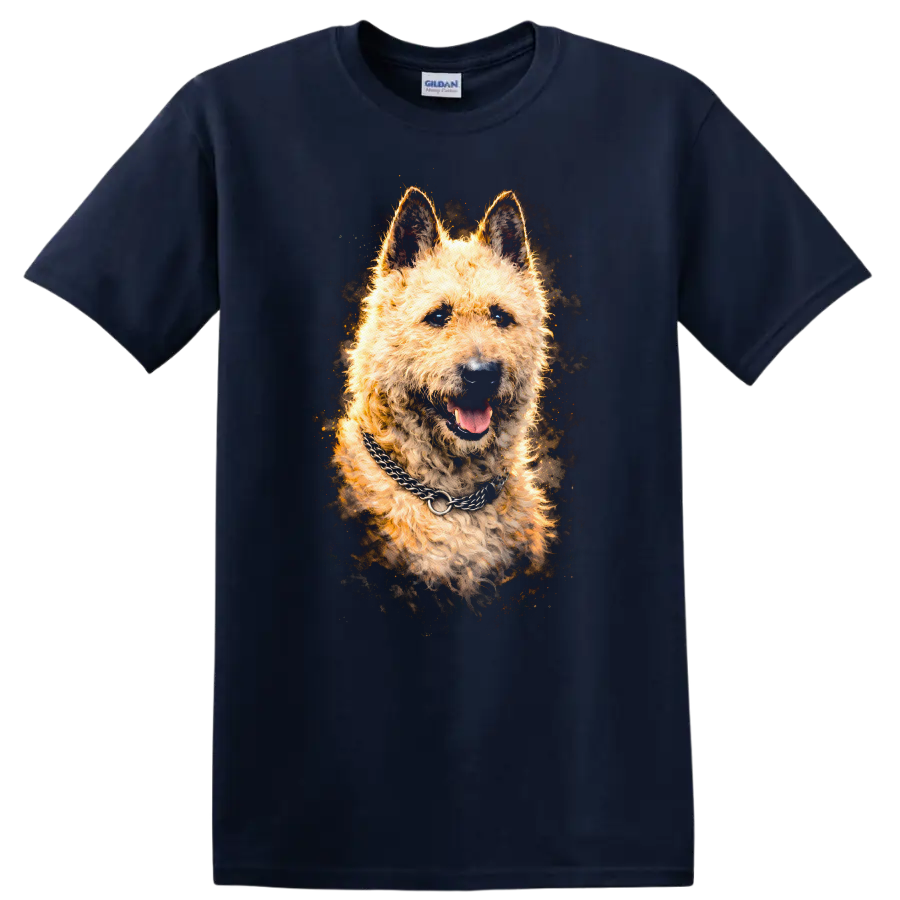 Fluffy German Shepherd Portrait T Shirt Dog Lover Graphic Tee on a Navy (Blue) T Shirt