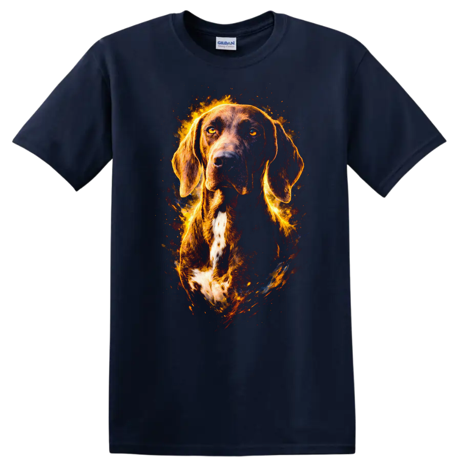 German Shorthaired Pointer Fire Glow Portrait T Shirt - Navy (Blue)
