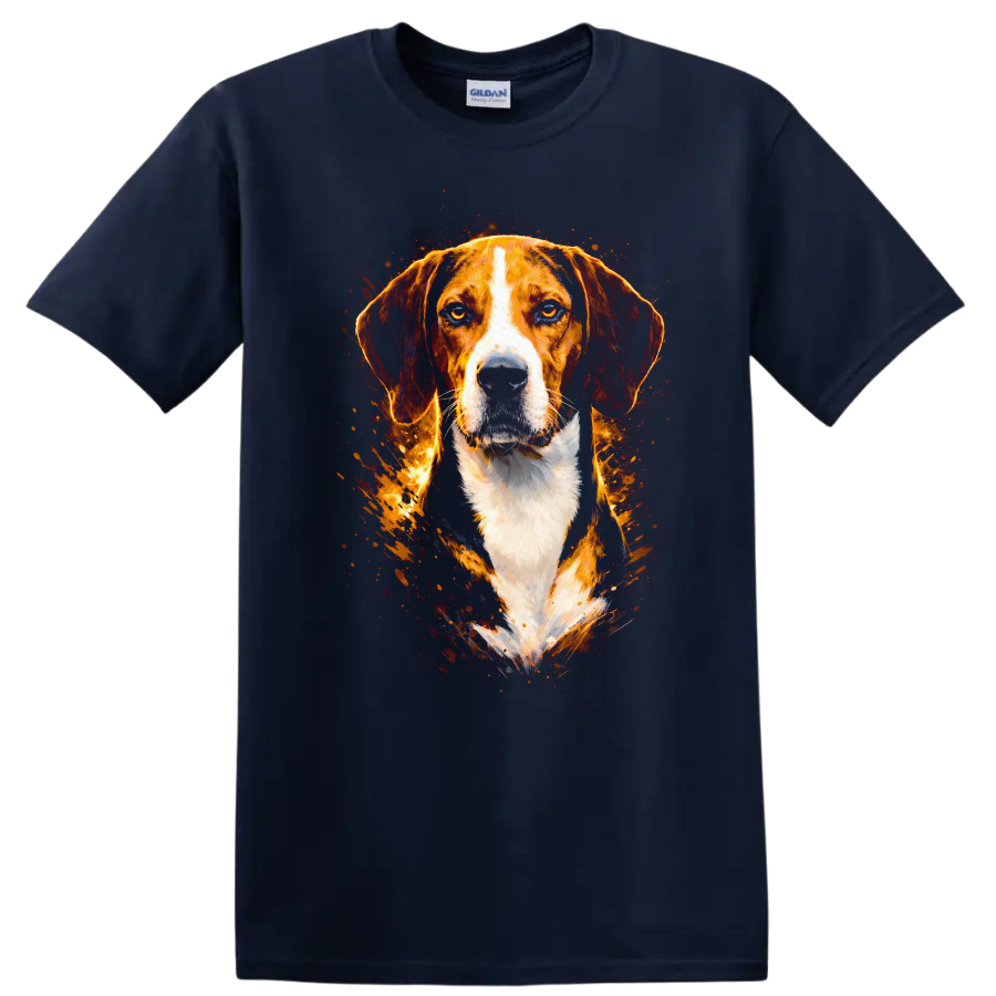 Beagle Dog Splash Art T Shirt Vibrant Pet Portrait for Dog Lovers - Navy (Blue)