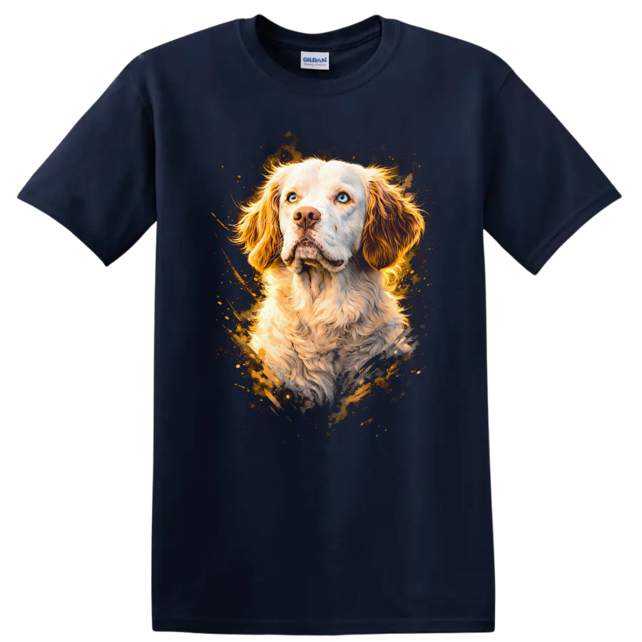 Blue Eyed Cocker Spaniel Dog Portrait T Shirt for Dog Lovers - Navy (Blue)