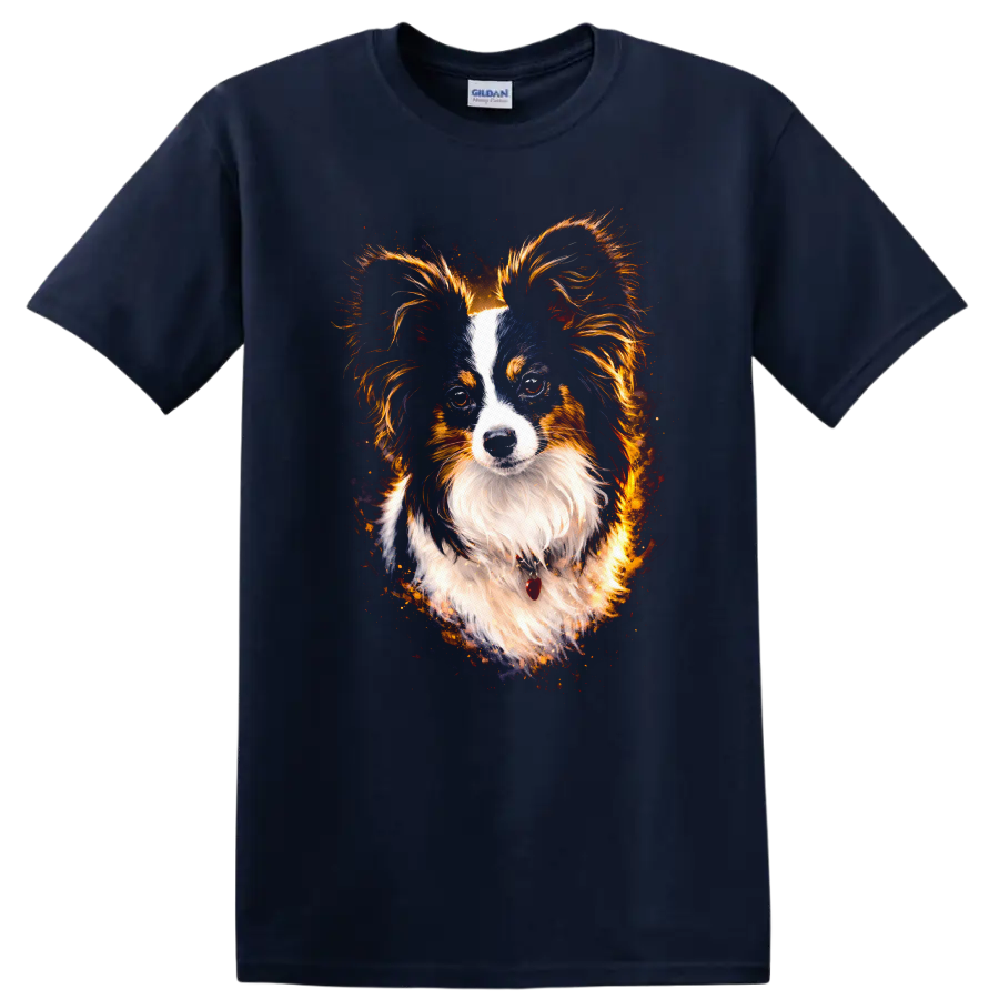 Australian Shepherd Watercolor Portrait T Shirt for Dog Lovers on a Navy (Blue) T Shirt
