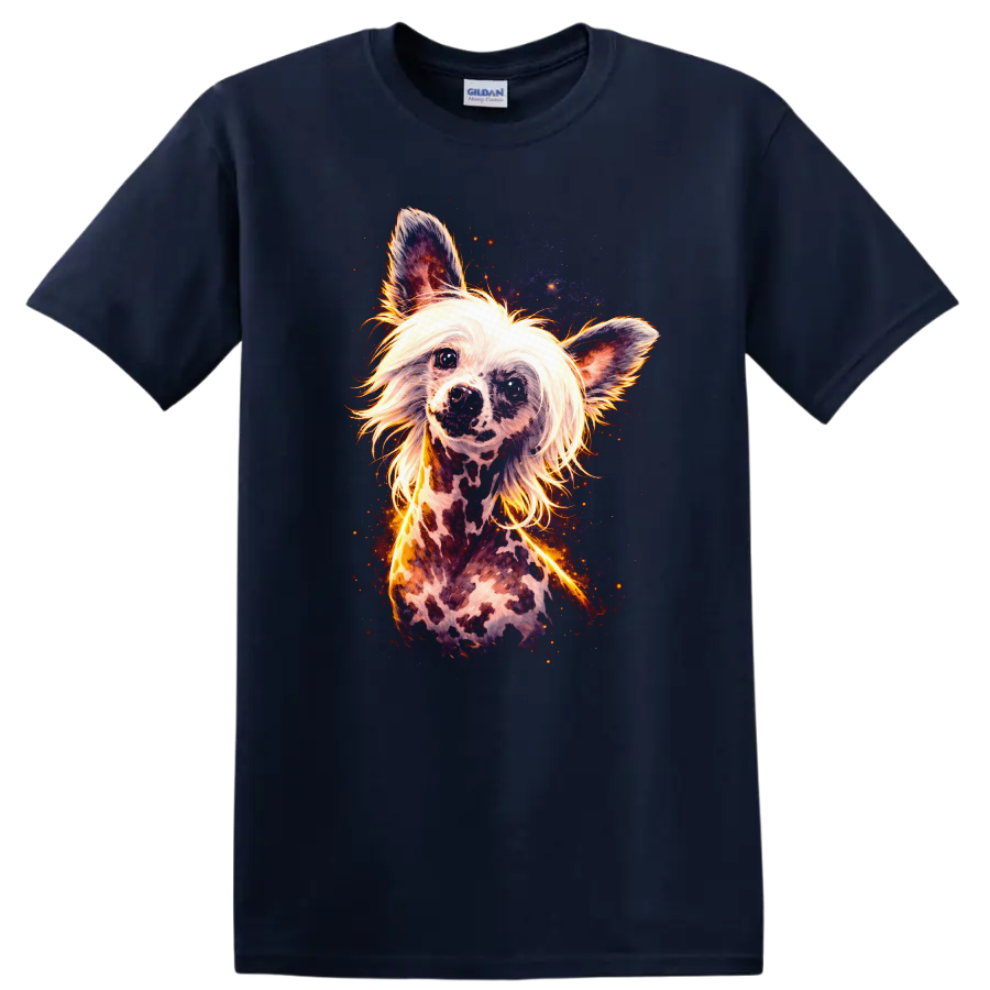Poodle Art Dog Lover T Shirt Colorful Neon Fantasy Breed Portrait on a Navy (Blue) T Shirt