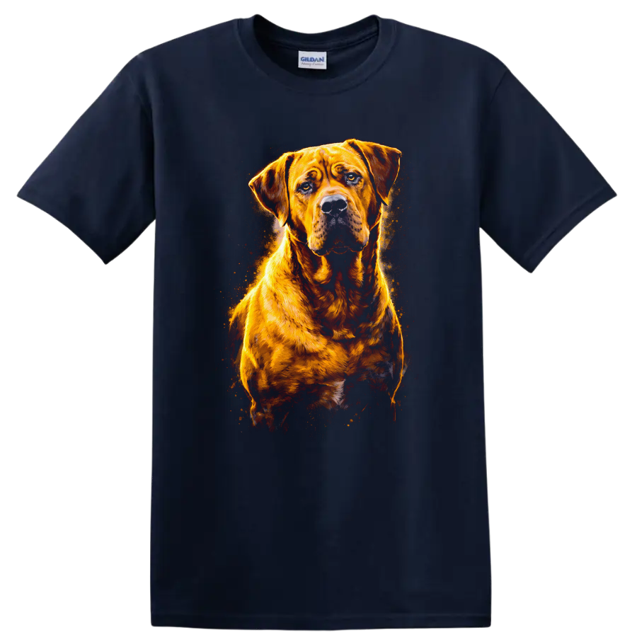 Golden Retriever Dog Portrait T Shirt Vibrant Watercolor Splash - Navy (Blue)