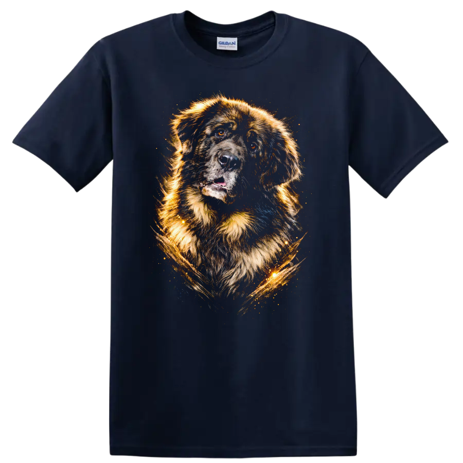 Loyal Labrador Dog Portrait T Shirt Colorful Glow Style on a Navy (Blue) T Shirt