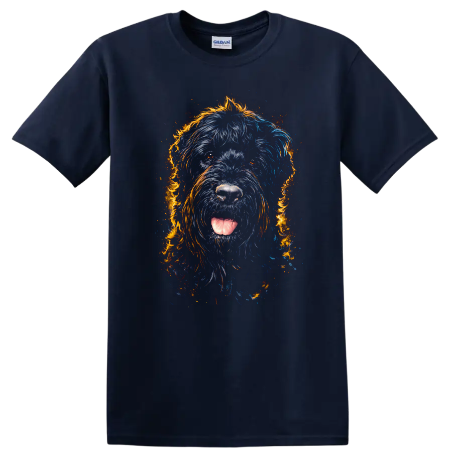 Colorful Dog Portrait Art T Shirt for Dog Lovers and Pet Owners - Navy (Blue)