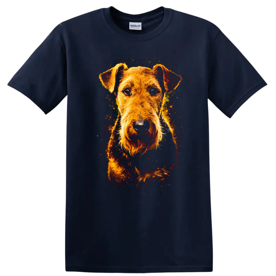 Wirehaired Terrier Dog Portrait T Shirt for Dog Lovers on a Navy (Blue) T Shirt