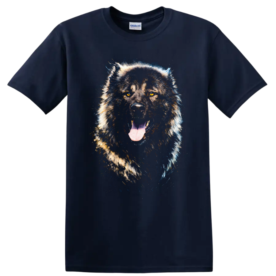 Majestic Wolf Portrait T Shirt for Dog Lovers Wildlife Graphic Tee on a Navy (Blue) T Shirt