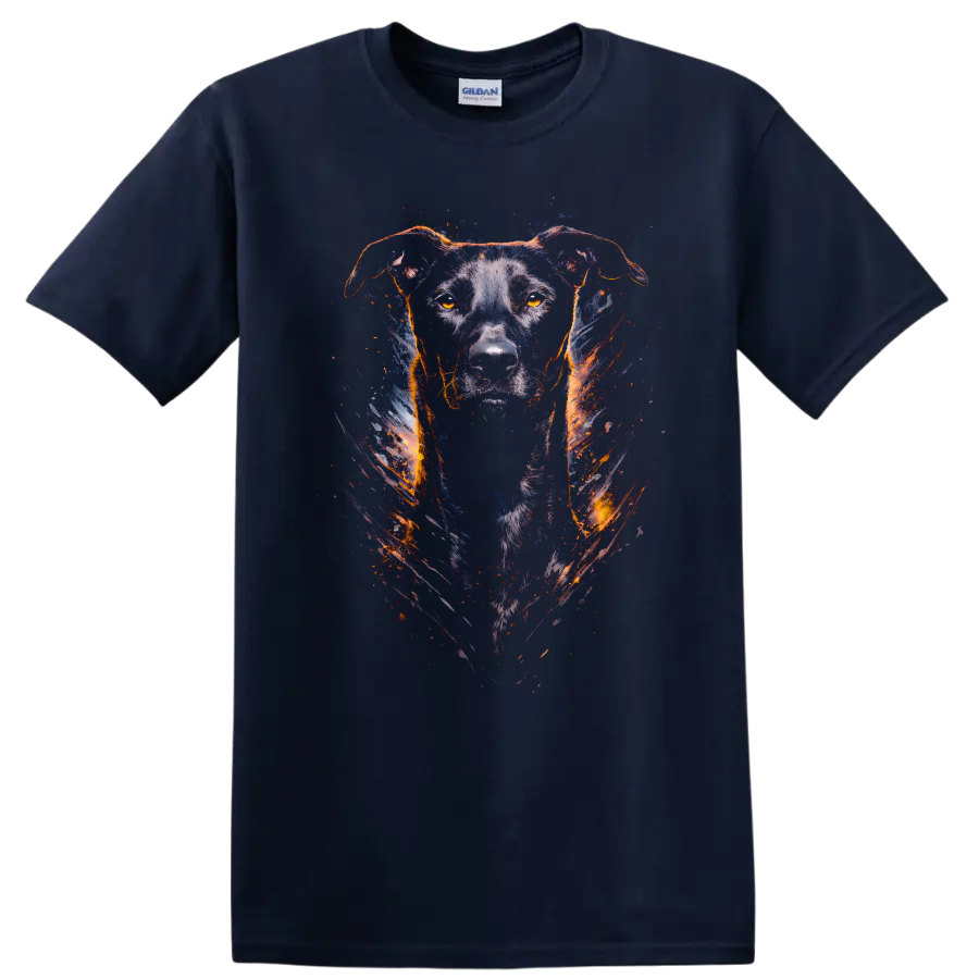 Colorful Dog Portrait Graphic T Shirt for Dog Lovers - Navy (Blue)