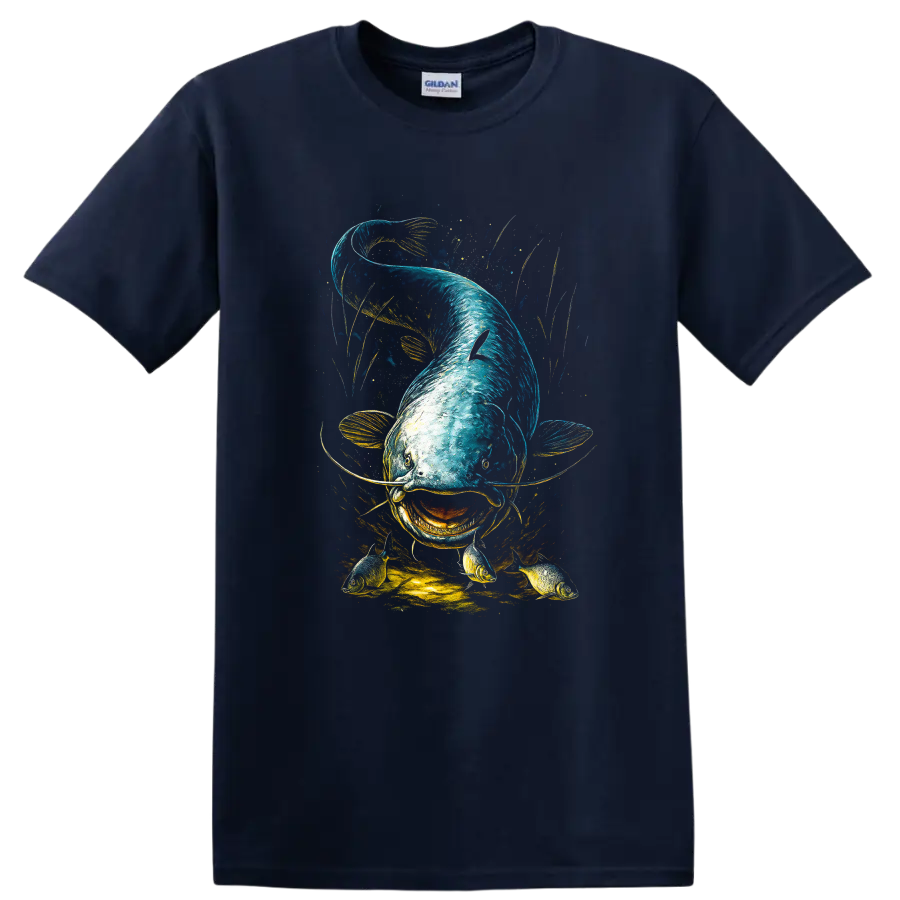 Colorful Fish Art Graphic T Shirt, Vibrant Aquarium Style, Unisex - Navy (Blue)