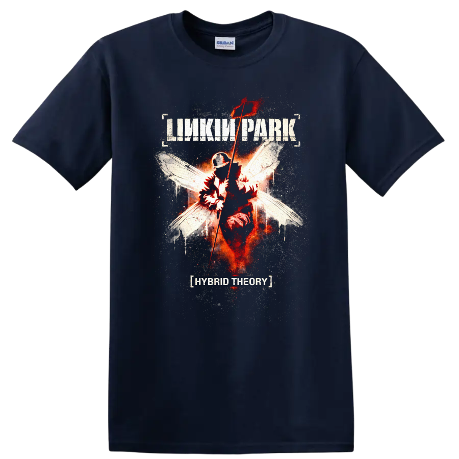 Linkin Park Hybrid Theory Vintage Classic Rock T Shirt on a Navy (Blue) T Shirt